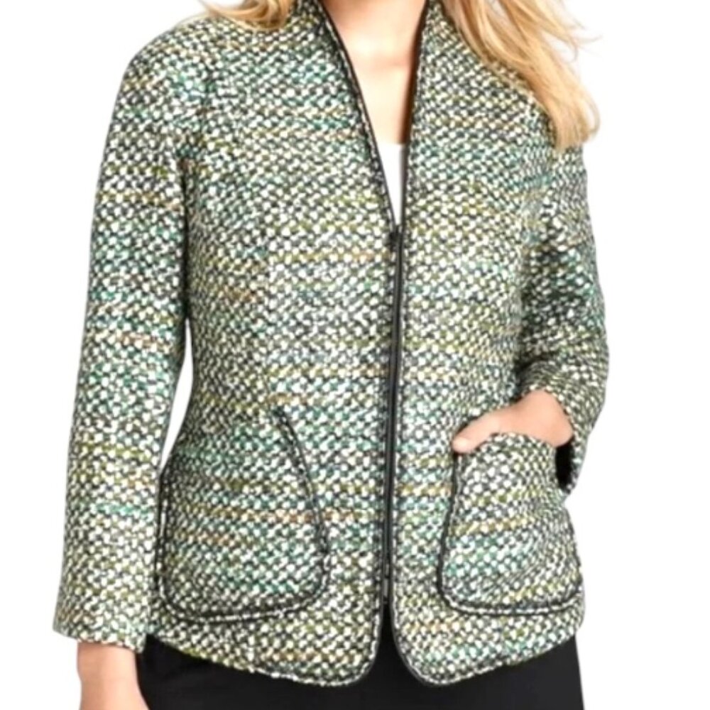Lafayette 148 new york green tweed blazer jacket